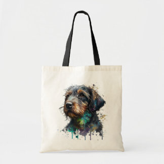 Bolsa Tote Arte de Aquarela Chave Wirehaired Dachshund Puppy
