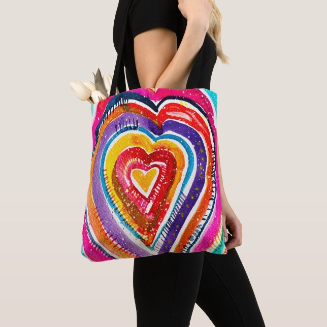 Bolsa Tote Arte de aquarela do Heart Boho (Close Up)