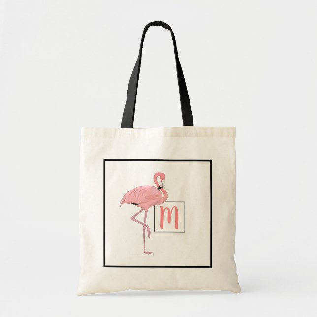 Bolsa Tote Arte de Aquarela Flamingo, Cor de Linho, Cuja Cobr (Frente)