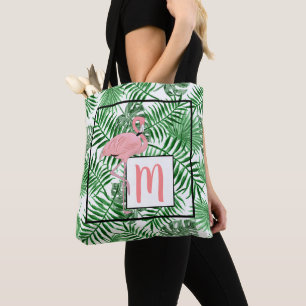 Bolsa Tote Arte de Aquarela Flamingo, Rosa Tropical Personali