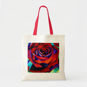 Bolsa Tote Arte de aquarela original rosa de paixão vermelha