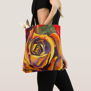 Bolsa Tote arte de aquarela ouro Rosa