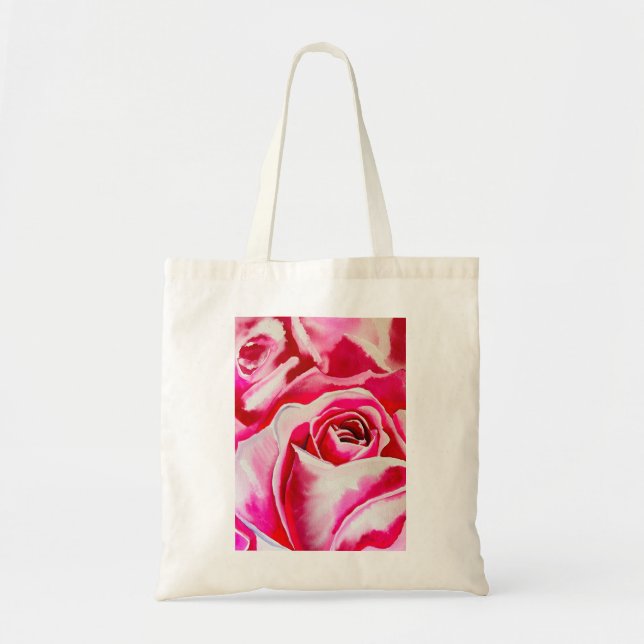 Bolsa Tote Arte de aquarela rosa-rosas (Frente)