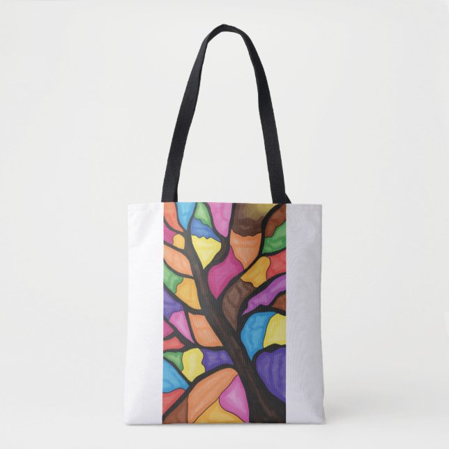 Bolsa Tote Arte de árvore em vitral (Frente)