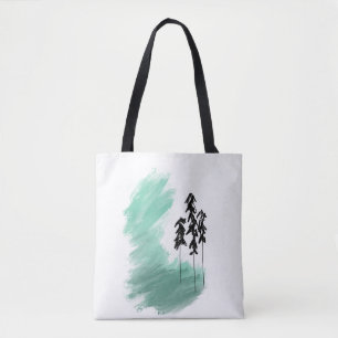 Bolsa Tote arte de árvore verde escandinava simples menta mod