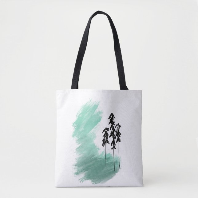 Bolsa Tote arte de árvore verde escandinava simples menta mod (Frente)