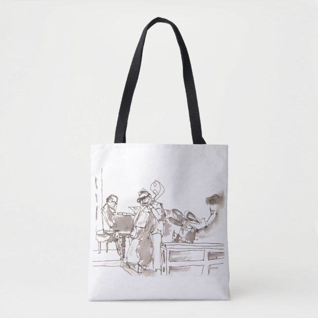 Bolsa Tote Arte de banda de jazz (Frente)