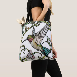 Bolsa Tote Arte de beija-flor elegante botânico boho chic