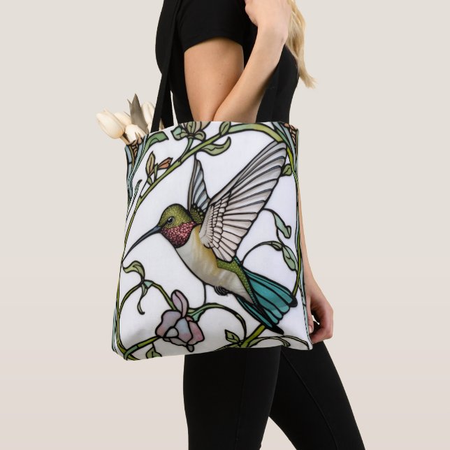 Bolsa Tote Arte de beija-flor elegante botânico boho chic (Close Up)
