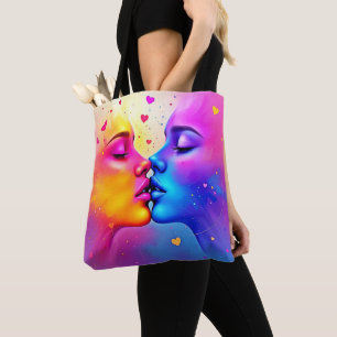 Bolsa Tote Arte de Beijo de Abstrato vibrante