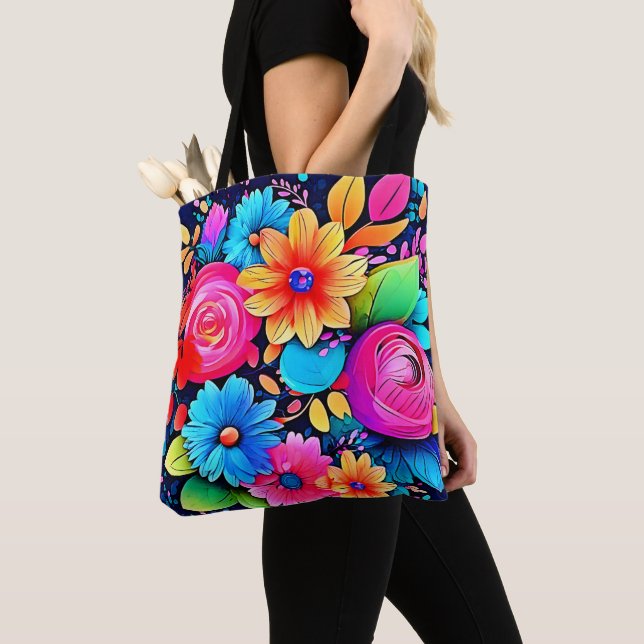 Bolsa Tote Arte de Beleza Floral Vibrante (Close Up)