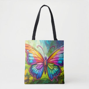 Bolsa Tote Arte de Borboleta Criativa Vibrante