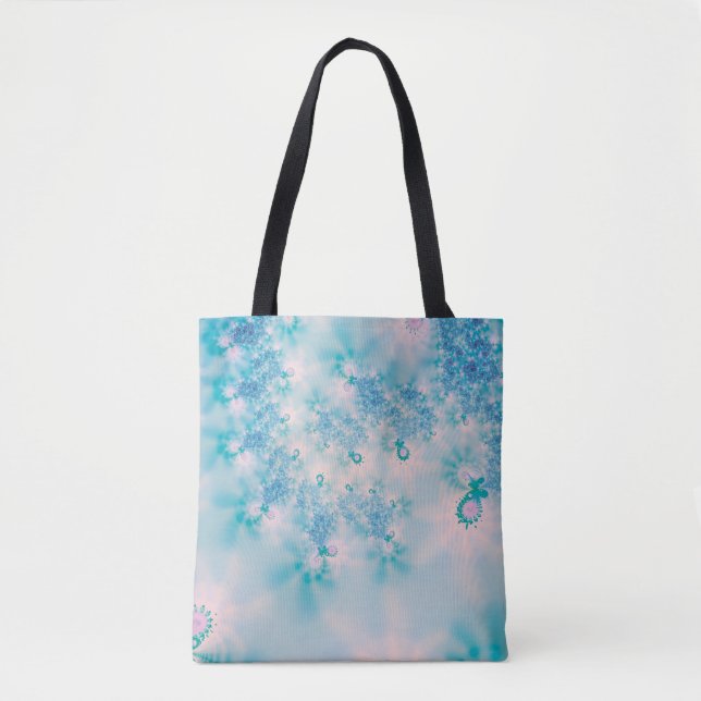 Bolsa Tote Arte de Borboleta de Meditação Azul Calma (Frente)