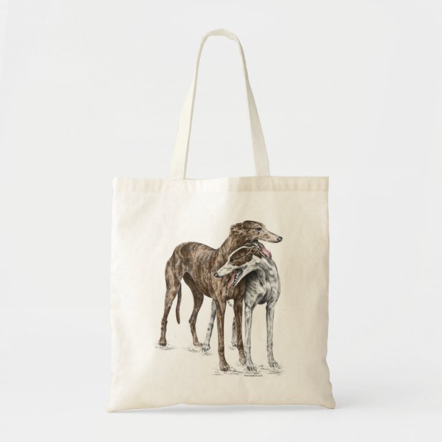 Bolsa Tote Arte de Cachorro de Dois Amigos Greyhound (Frente)