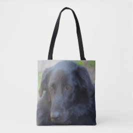 Bolsa Tote Arte de Cachorro Expressiva Preta Labrador