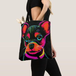 Bolsa Tote Arte de Cachorro Neon