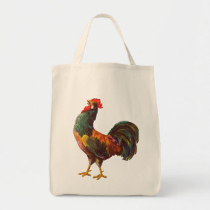 Bolsa Tote Arte de Caixa de Cozinha Vintage Galo