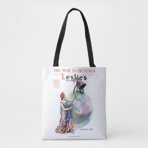 Bolsa Tote Arte de capa de revista patriótica vintage da Lady
