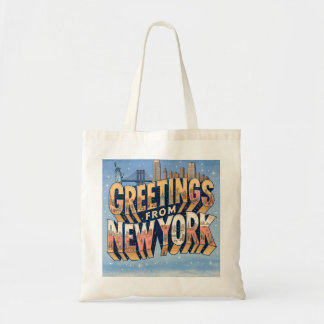 Bolsa Tote Arte de Cartão Postal da Estátua da Liberdade de N