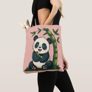 Bolsa Tote Arte de Cartoon Bonita Adorável Panda Hugging