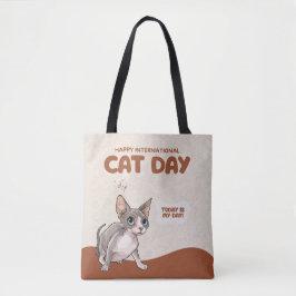 Bolsa Tote Arte de Celebração do Dia Internacional do Gato Sp