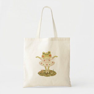 Bolsa Tote Arte de Cogumelo Sapo Ballet Cottagecore
