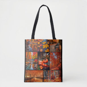 Bolsa Tote Arte de colagem de fotos de paisagem de outono