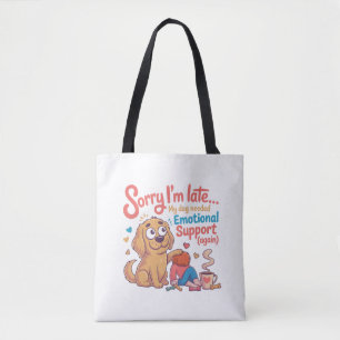 Bolsa Tote Arte de Desenho Animado de Apoio Emocional de Cach