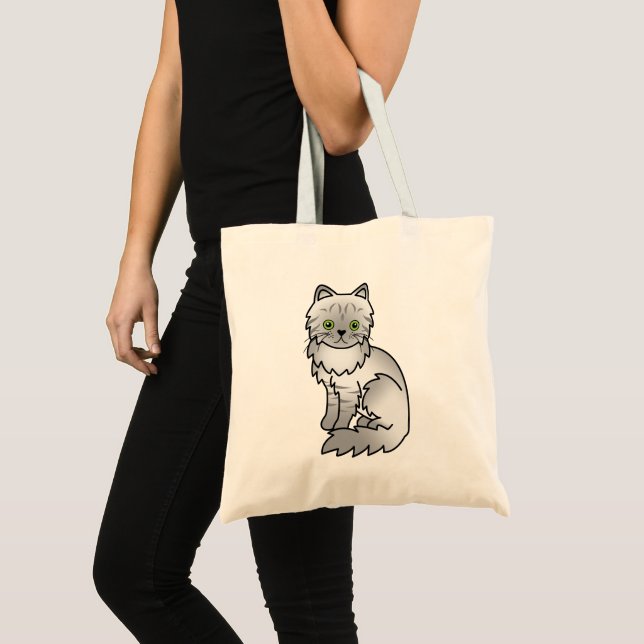 Bolsa Tote Arte de desenho animado de gato persa chinchila ta (Frente (produto))