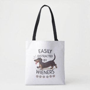 Bolsa Tote Arte de desenho animado engraçado do cão dachshund