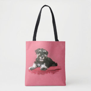 Bolsa Tote Arte de Digitas da aguarela do filhote de cachorro