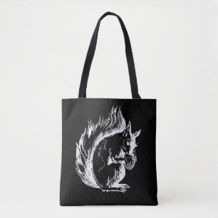 Bolsa Tote Arte de Esquilo Preto e Branco