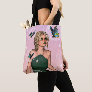 Bolsa Tote Arte de Fantasia da Fada Borboleta Brilhante