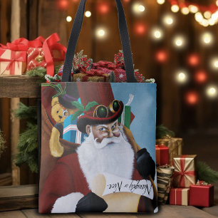 Bolsa Tote Arte de Fantasia de Natal Steampunk Santa Vitorian