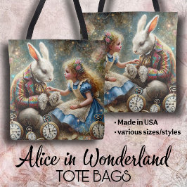 Bolsa Tote Arte de Fantasia do País das Maravilhas de Alice e