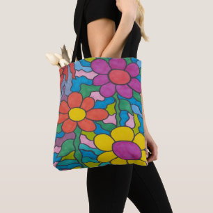 Bolsa Tote Arte de Flor com Hippie Retroativo