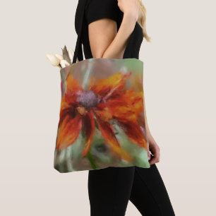 Bolsa Tote Arte de Flor de Susana Olho Preto Laranja