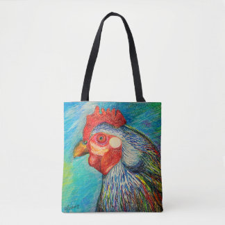 Bolsa Tote Arte de florescência - galinha sábia nos Pastels