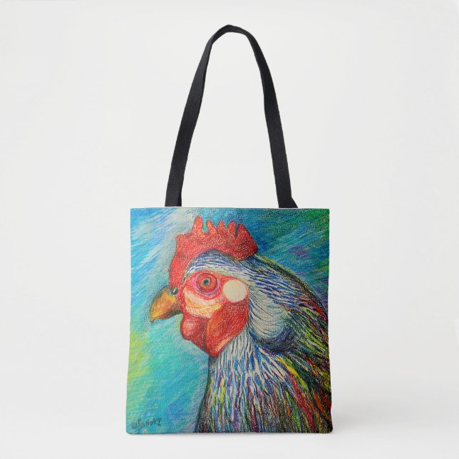 Bolsa Tote Arte de florescência - galinha sábia nos Pastels (Frente)