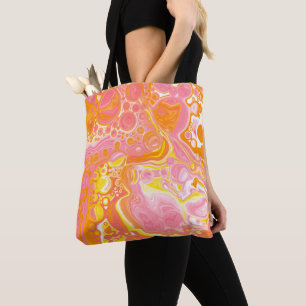 Bolsa Tote Arte de Fluidos Rosa e Laranja