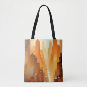 Bolsa Tote Arte de fundo Poster de Edifícios de paisagem abst
