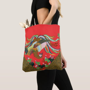 Bolsa Tote Arte de G.A. Audsley da Fênix Japonesa Vermelha Vi