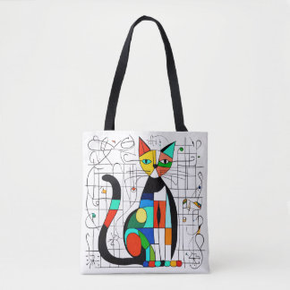 Bolsa Tote Arte de Gato Abstrata Colorida Cubista Cubismo