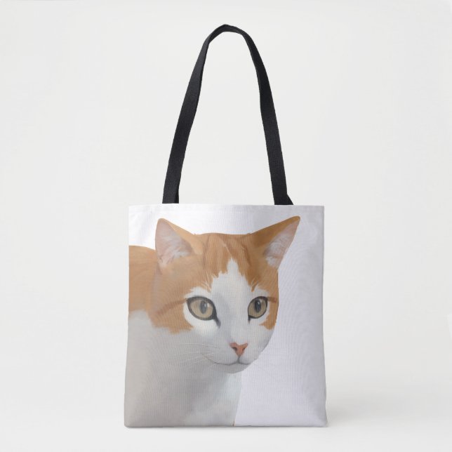 Bolsa Tote Arte de Gato Ginger Adorável (Frente)