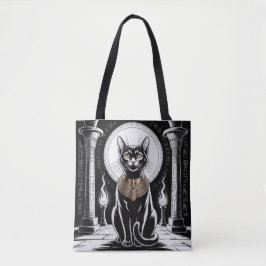 Bolsa Tote Arte de Gato Negro egípcio