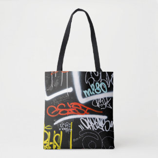 Bolsa Tote Arte de grafite preta e multicolorido