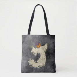 Bolsa Tote Arte de Halloween do Fantasma de Cabeça de Abóbora