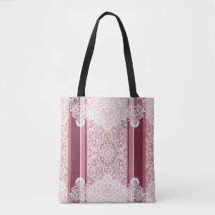 Bolsa Tote Arte de IA com estampa paisley boho vermelha e bra