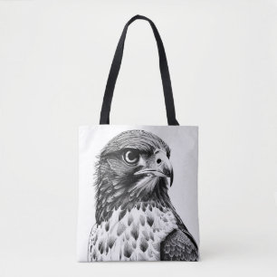Bolsa Tote Arte de Ilustração Animal Selvagem de Aves Falcon