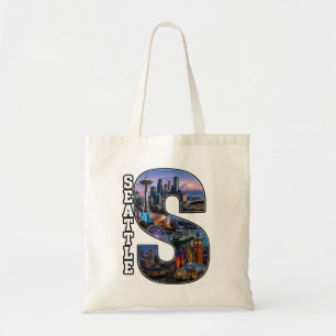 Bolsa Tote Arte de Letra Inicial de Marco de Seattle